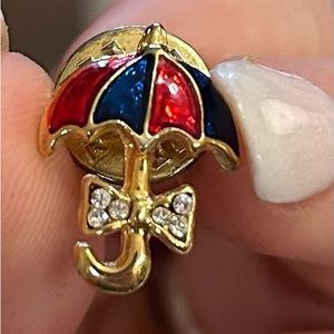 Umbrella Pin, Gold Plated and Diamond studs